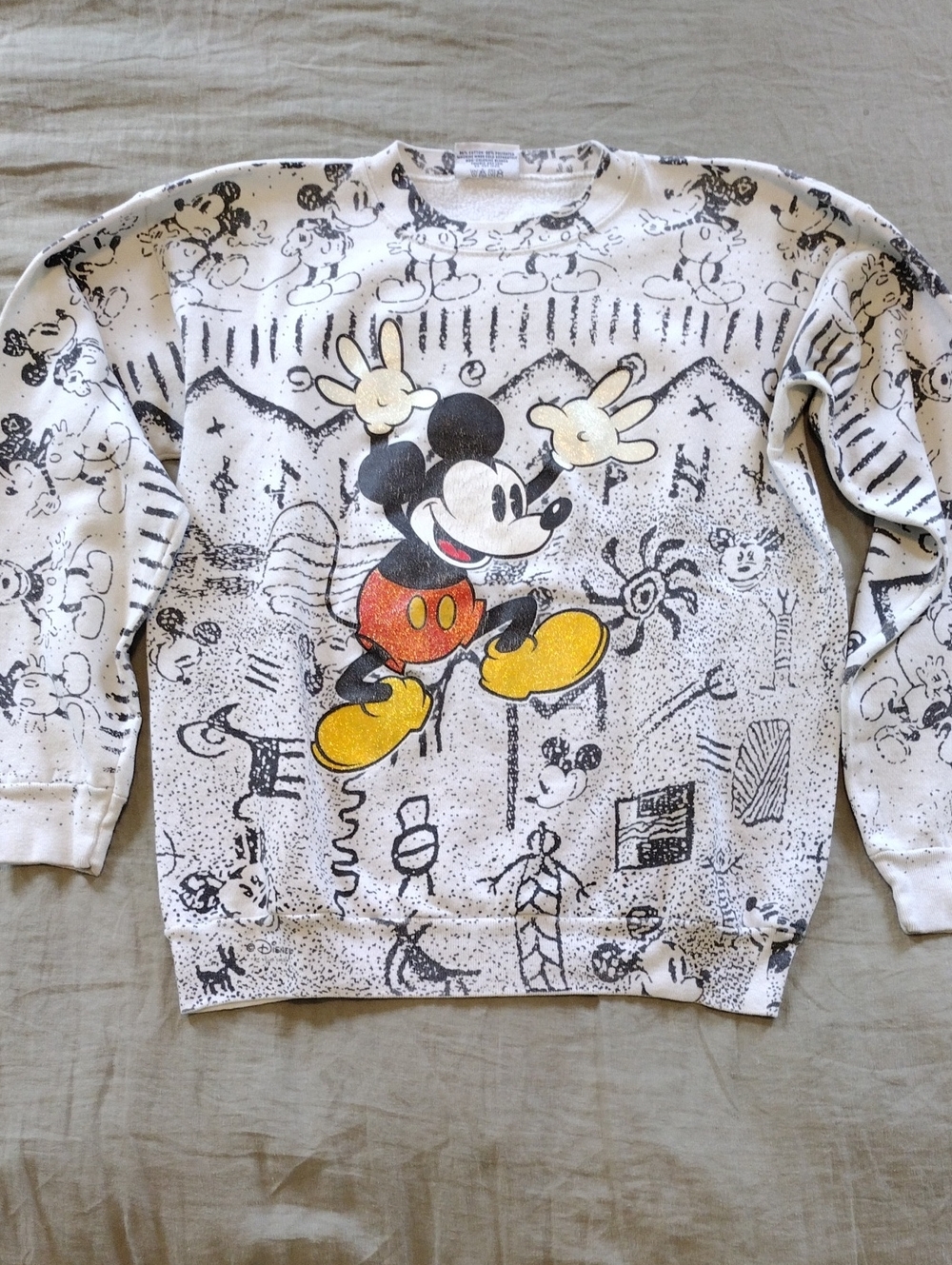 Disney Mickey Mouse Vintage Crewneck Sweater - White/Black/Yellow/Red